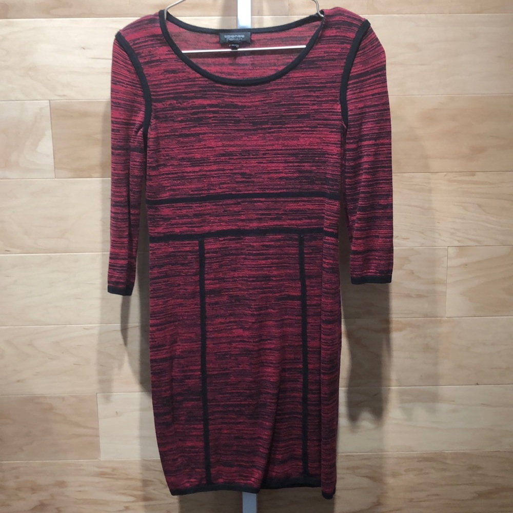 Spense Red and Black Sweater Dress Petite